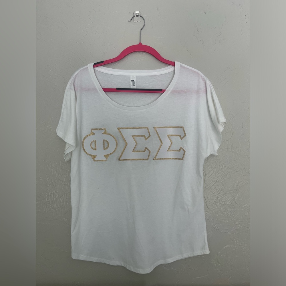 PHI SIGMA SIGMA gold and white sorority stitched letters